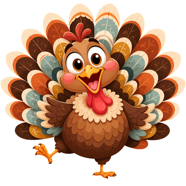 Free caricature cartoon turkey colorful feathers illustration