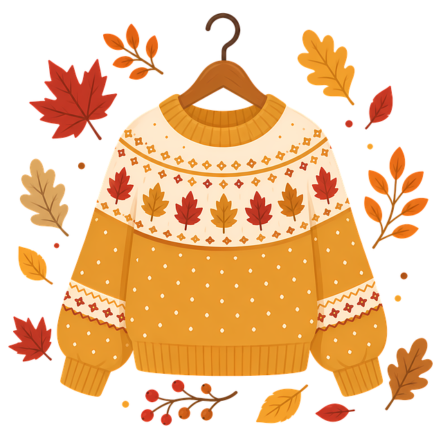 Free autumn sweater knit pattern autumn leaves illustration