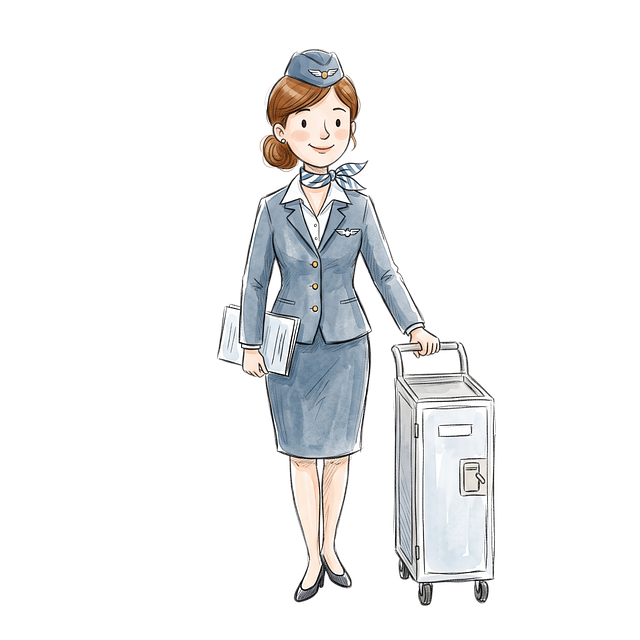 Free flight-attendant uniform cart illustration