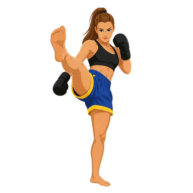 Free female kickboxer woman fighter training vector