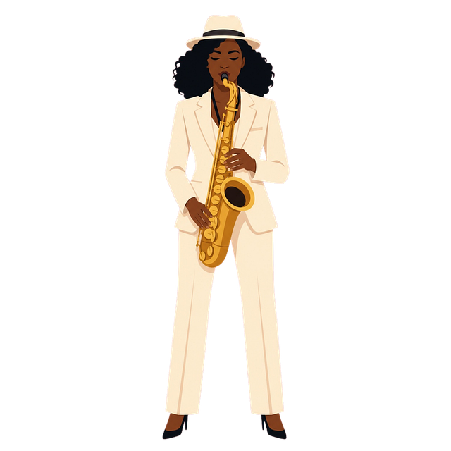 Free female saxophonist black saxophonist jazz music vector