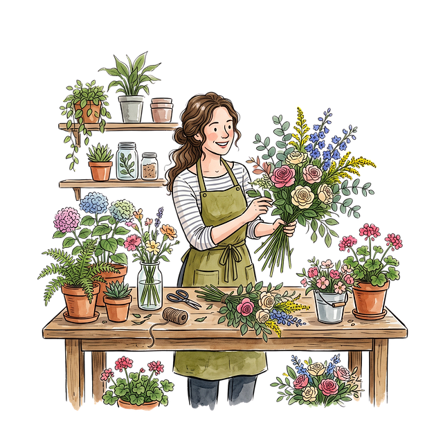 Free flower shop bouquet flowers illustration