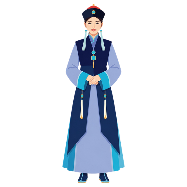 Free mongolian woman traditional mongolian dress cultural heritage illustration