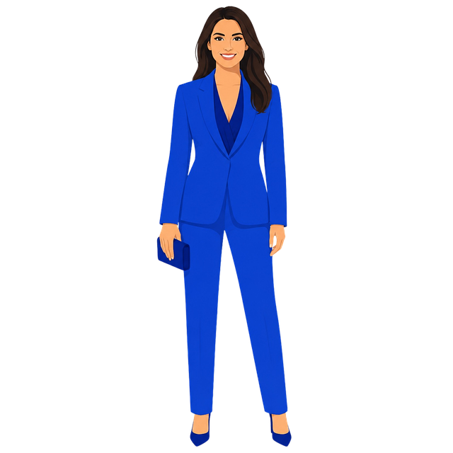 Free luminous blue pantsuit professional woman vector