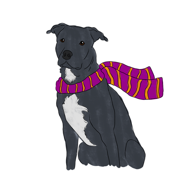 Free dog pitbull autumn illustration