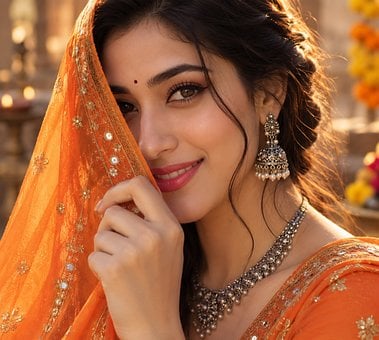 Mujer India, Vestido Tradicional, Sari