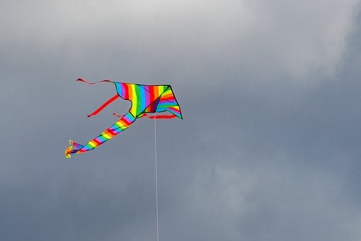 Drachen, Regenbogenfarben, Fliegen, Wind