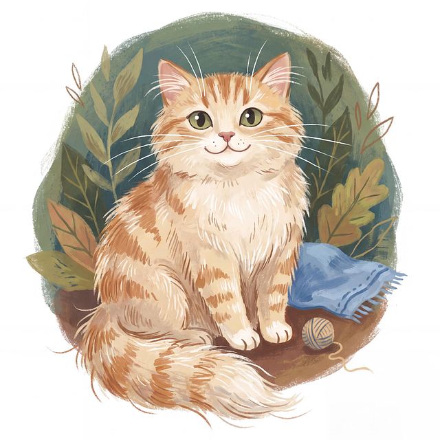 Free cat illustration orange tabby cute cat illustration