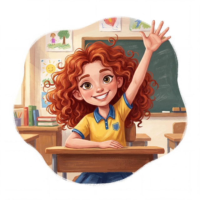 Menina Levantando A Mão, Sala De Aula