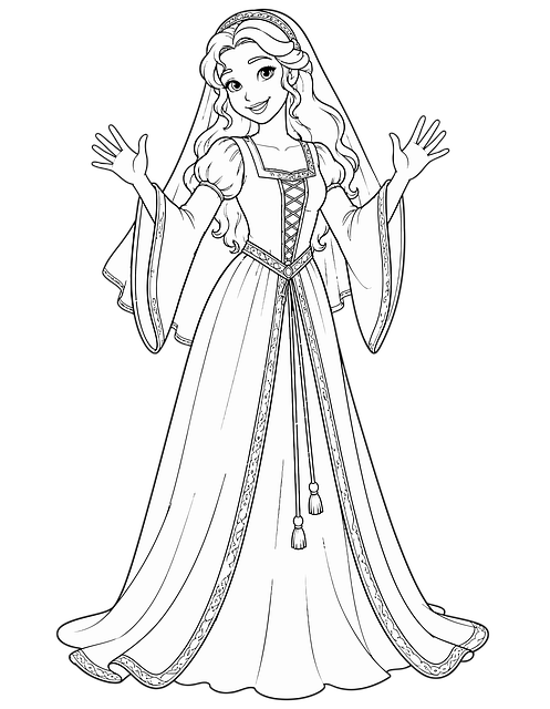 Free Black-And-White Princess illustration and picture