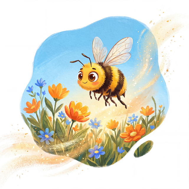 Free cute bee bumble bee children illustration illustration
