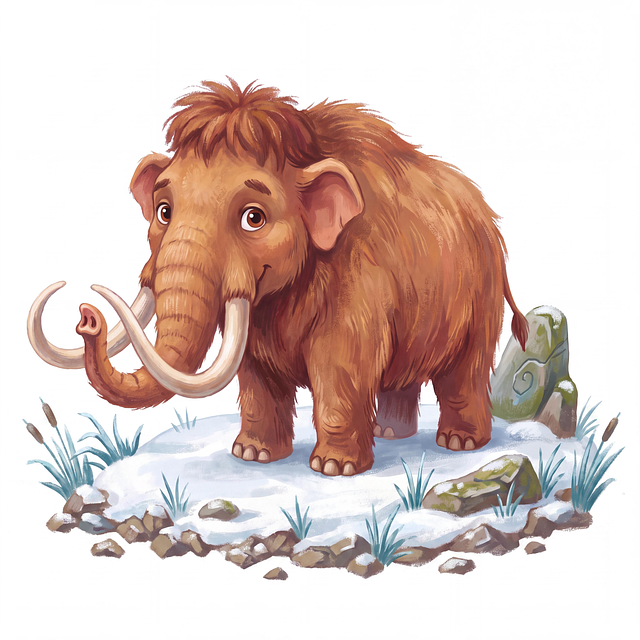Free mammoth prehistoric cartoon illustration
