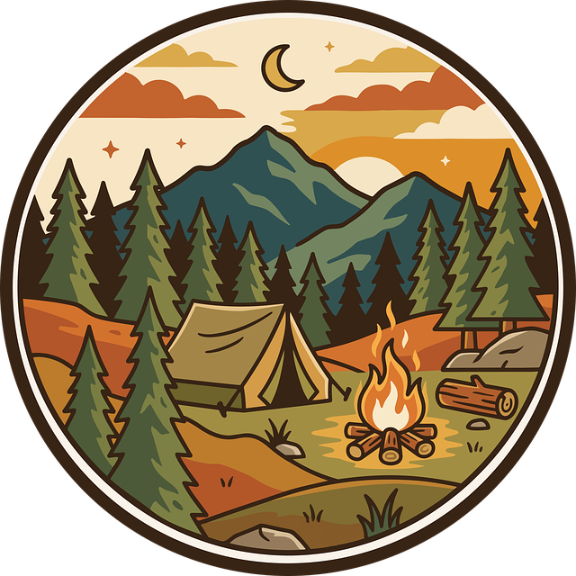 Kamperen, Badge, Kampvuur, Bergen, Bos