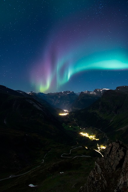Free Aurora Borealis Geirangerfjord photo and picture
