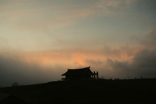 Silhouette, Hütte, Dämmerung, Himmel