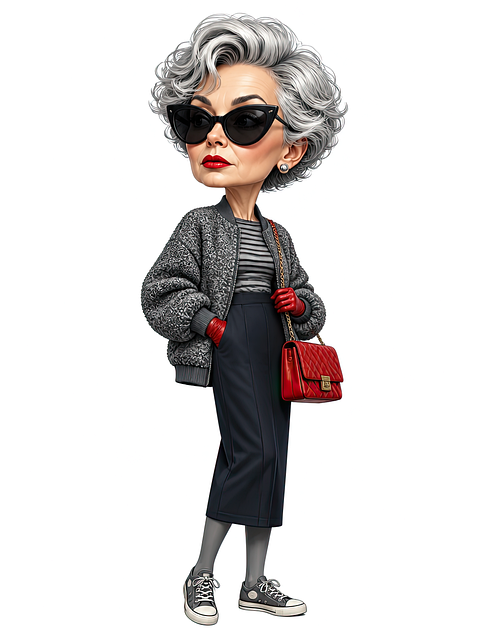 Caricatura, Moda, Gafas, Chaqueta, Pose