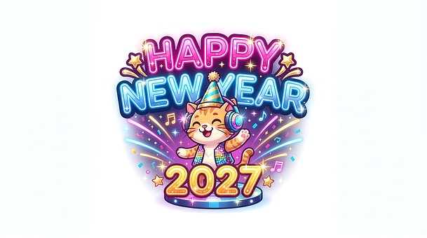 Free Happy New Year Cat illustration and picture