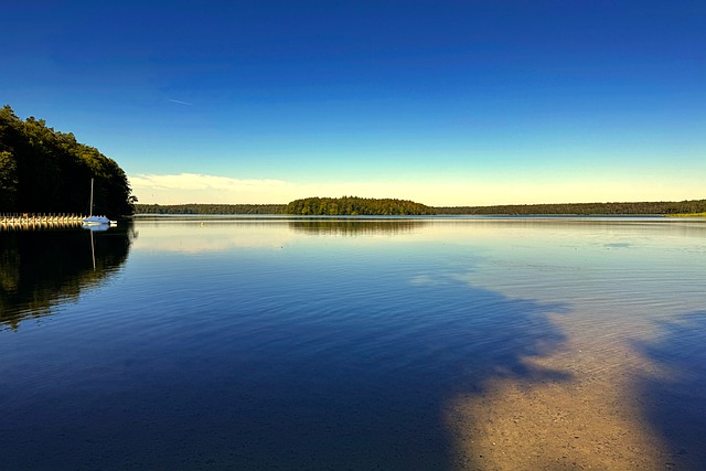 Jezero, Brandenburg, Nebe, Příroda, Klid