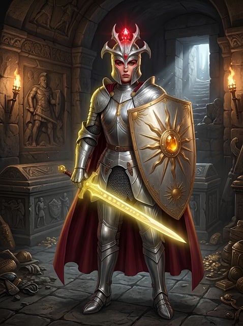 Fantasie, Paladin, Frau, Ritter, Schwert