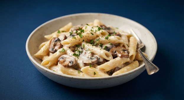 Pasta, Penne, Svampepasta, Flødesovs