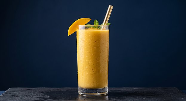 Mango Smoothie, Glas, Sugerør