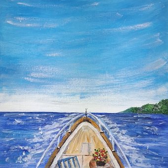 Mar, Barco, Paisagem Marinha