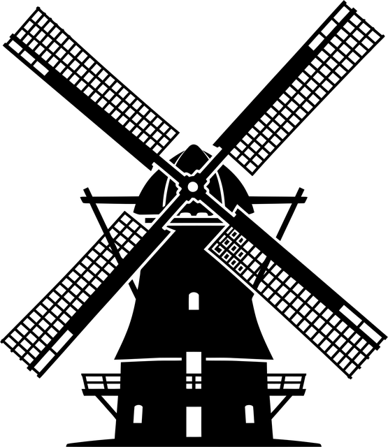 Free Windmill Silhouette vector and picture