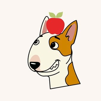 Free Cartoon Dog Red Apple illustration and picture