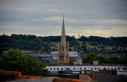 Kirche, Turm, Viktorianisch, Stadtbild