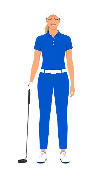 Free female golfer golf club sportswear vector