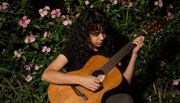 Gitar, Akustisk Gitar, Blomster, Natur