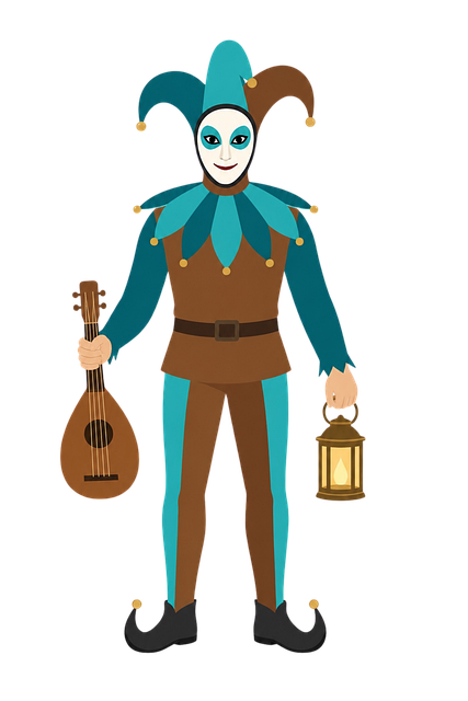 Free jester court jester lute illustration