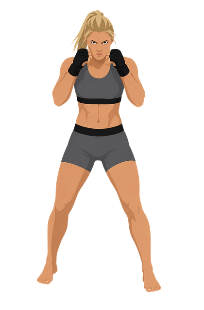 Free female fighter martial arts fighting stance illustration