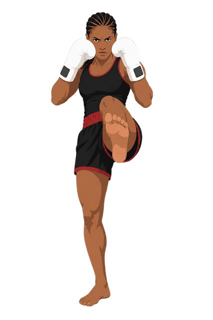Free female kickboxer martial arts boxing gloves vector