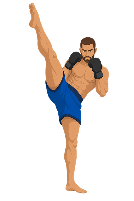 Free kickboxer martial arts high kick vector