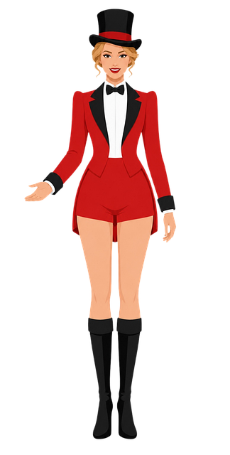 Free circus ringmaster red tailcoat top hat illustration