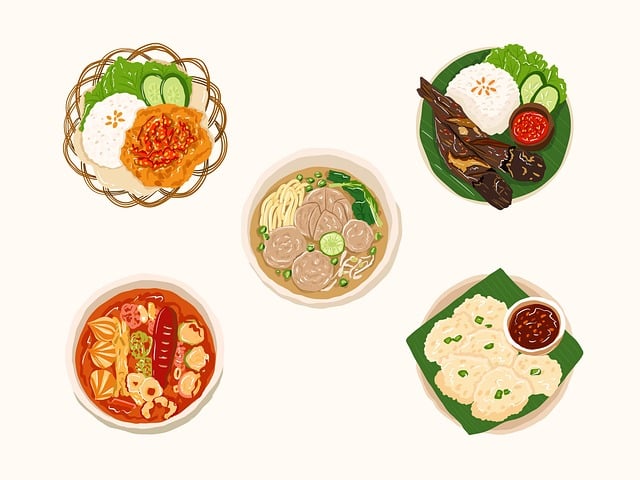 Free indonesian food traditional food asian cuisine illustration