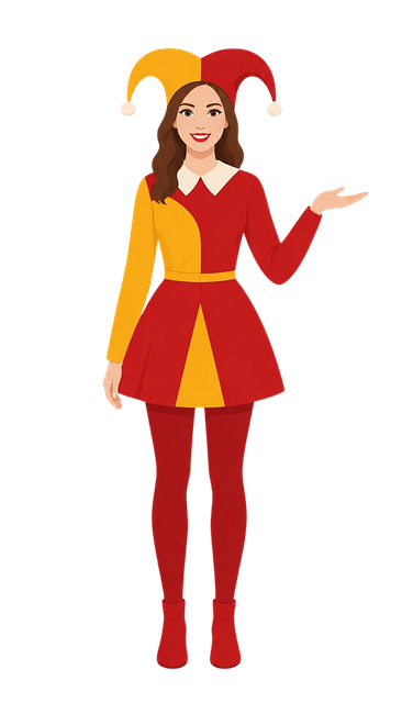 Free female jester jester costume yellow color vector