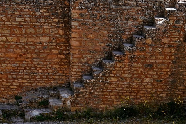 Treppe, Stein, Backstein, Monochrom
