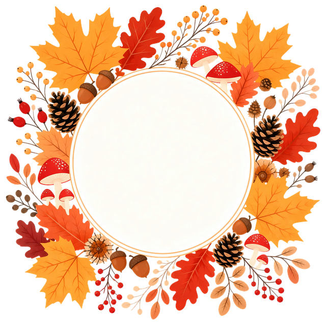 Free autumn wreath fall leaves maple leaves illustration