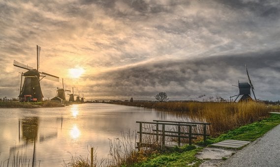 Windmolen, Zonsondergang