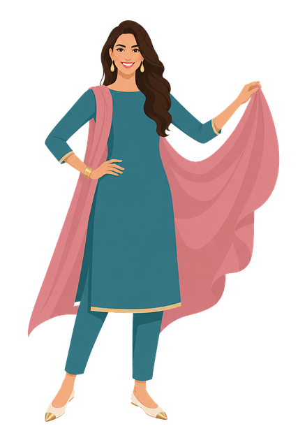 Free traditional outfit woman scarf illustration