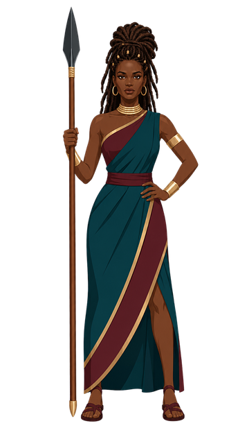 Free female warrior spear ceremonial dress vector
