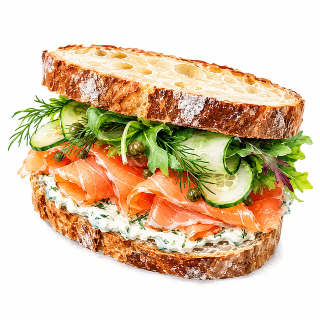 Free sandwich smoked salmon cream cheese illustration