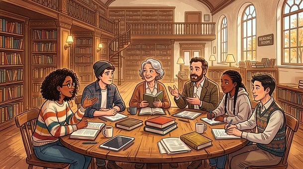 Free Reading Library illustration and picture