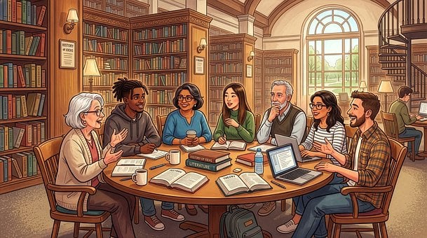 Free Library Discussion illustration and picture