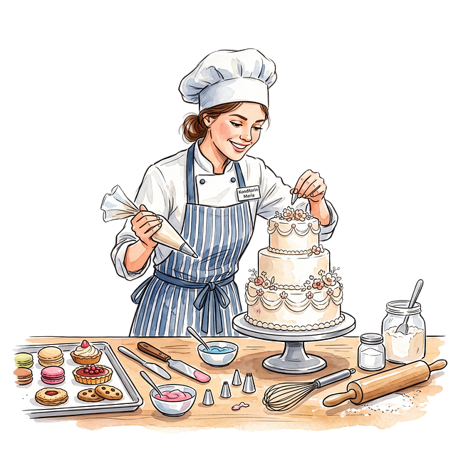 Free pastry chef cake baking illustration