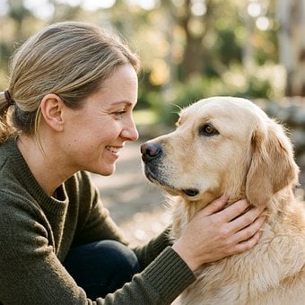 Free Woman Golden Retriever photo and picture