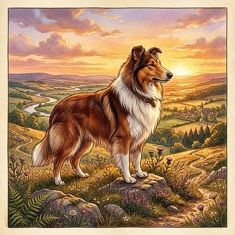 Free Collie Dog illustration and picture