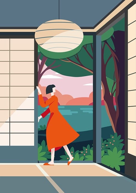 Žena, Dom, Japonský Štýl, Otvorené Dvere